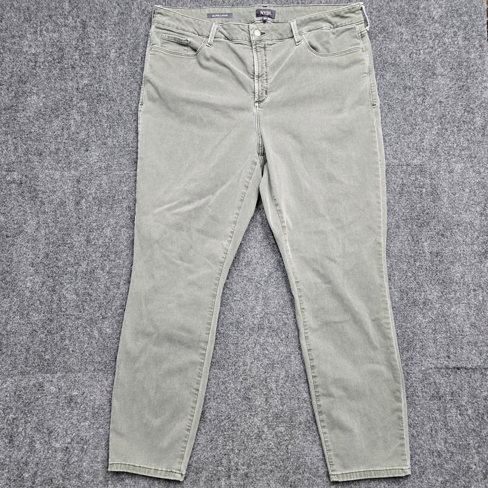 NYDJ Alina Legging Jeans Olive Green Lift Tuck Stretch Denim Plus Size 18W